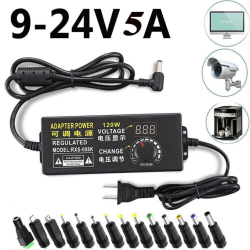 120W Adjustable Voltage Power Supply Adapter Transformer with 15 Plugs 9V-24V 5A - Picture 4 of 12