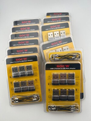 NEW SOCW LOT OF 96 SOCW USB C Female TO USB Male Adapter 6 Pack X 16 PACKS