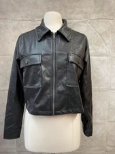 Celebrity Pink Women's Black Faux Leather Moto Biker Jacket Size S