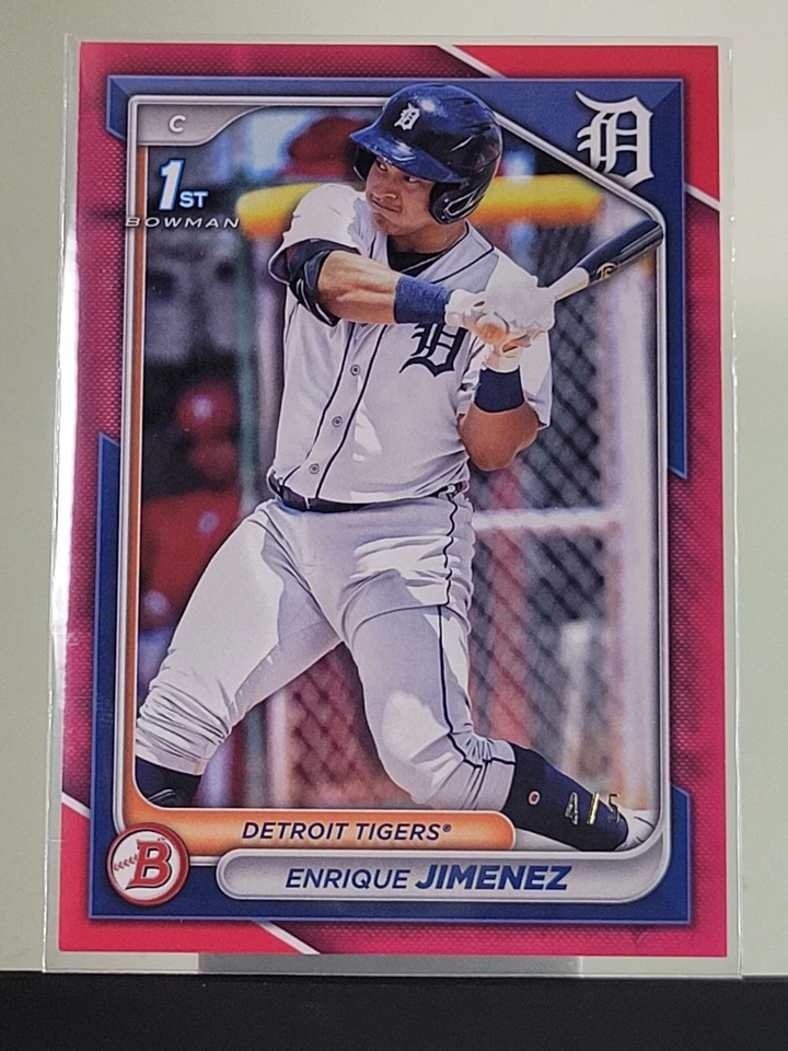 2024 Bowman Chrome ENRIQUE JIMENEZ 1st RC RED Refractor /5 Tigers RARE SSSP - Image 2 of 4
