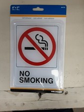 Four Hillman 841770, Red, Black/White No Smoking Plastic Sign, 5x7