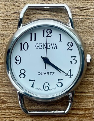 Geneva White Face Quartz Watch 28mm  Japan Movt - New Battery WORKS