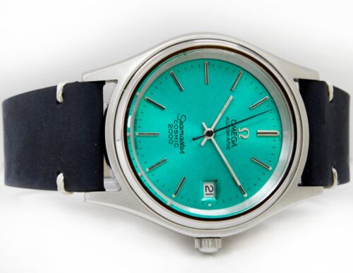 Vintage OMEGA Seamaster Cosmic 2000 Datum 38mm Sunburst Türkis Stahl Armbanduhr - Bild 6 von 17