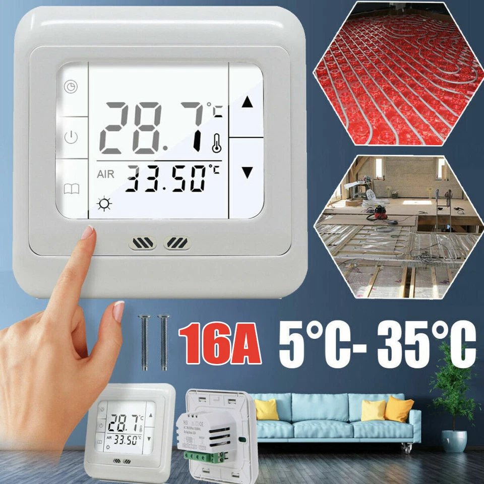 Digital Raumthermostat Raumtemperaturregler LCD Raumregler Fußbodenheizung - Bild 2 von 4