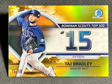 2023 Bowman Chrome GOLD REFRACTOR BOWMAN SCOUTS TOP 100 #15 Taj Bradley 15/50