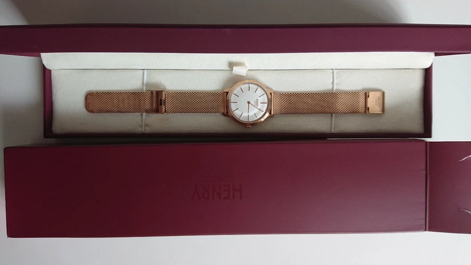 HENRY London relógio de pulso de malha banhado a ouro rosa - Imagem 3 de 3