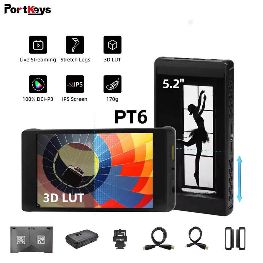 Portkeys PT6 5.2 Inch Touch-Screen Camera Field Video Monitor 3D