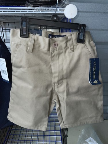 Lot Of 2 US polo assn uniform shorts boys/girl Size 5 navy/ Brown - Picture 3 of 6