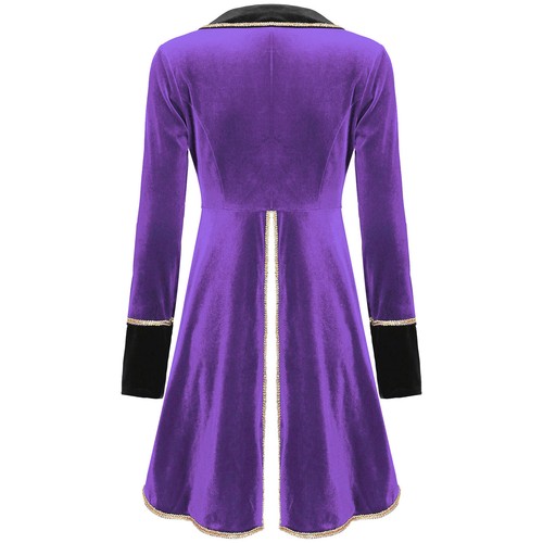Womens Velvet Long Sleeve Tailcoat Lapel Blazers Jacket Halloween Costume - Picture 38 of 56