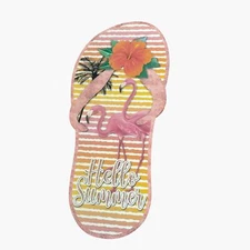 Flip Flop Sign Flamingos Hello Summer Tropical Pink  Luau Beach Patio Pool