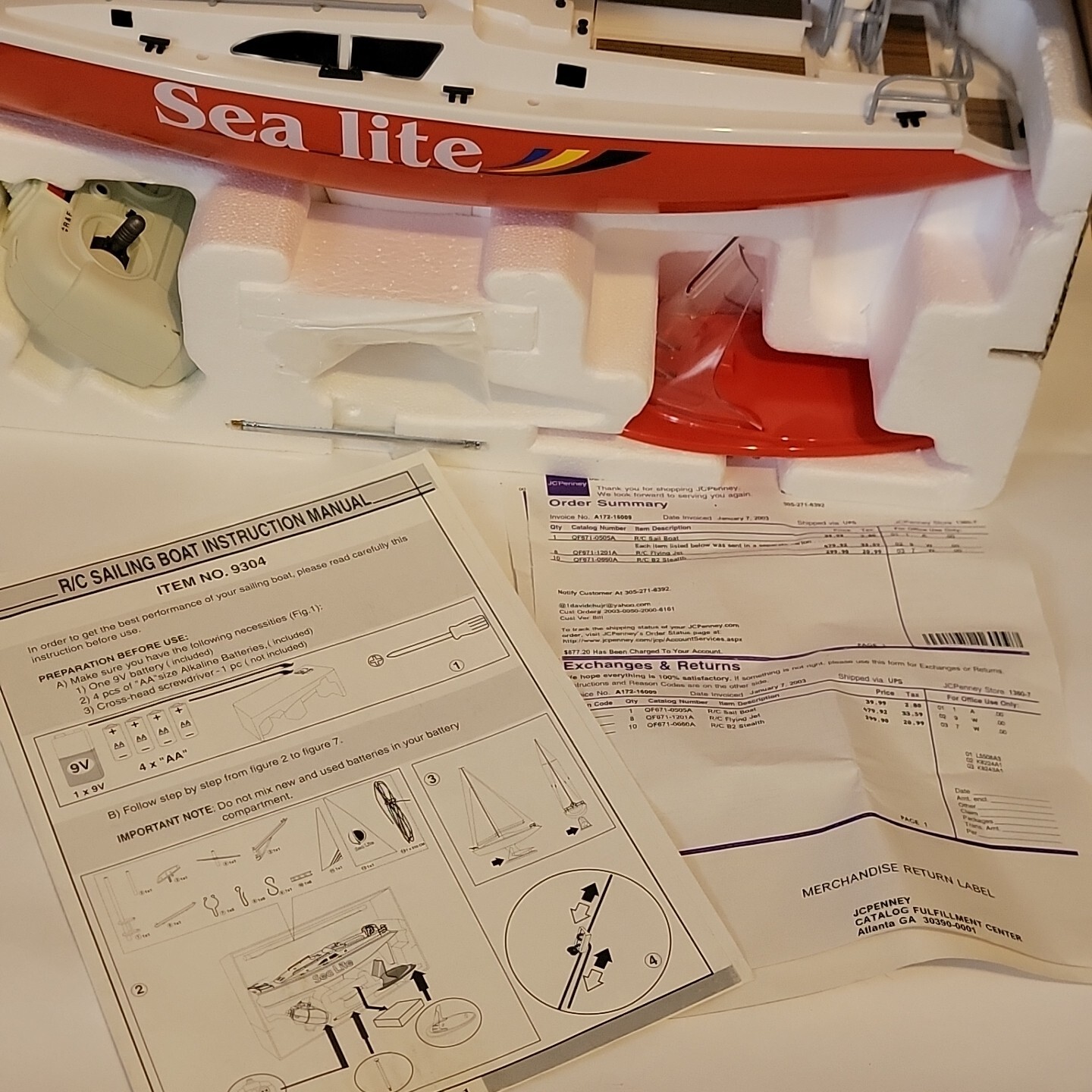 Golden Brite Sea Lite Radio Controlled Sailboat RC Boat 125 20.25" 200