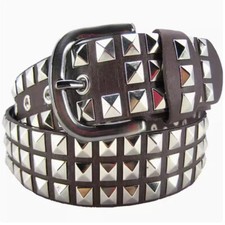 Cintura Unisex Punk Larga In Ecopelle Con Borchie Piramidali Coniche