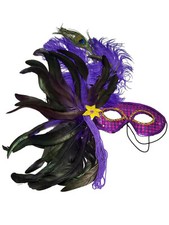 Elegant Purple Feather Mask Masquerade Mardi Gras New