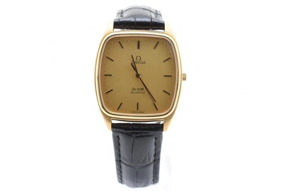 Vintage [N MINT w/New Belt] OMEGA De Ville Cal.1336 Push Quartz Gold Men’s Watch - Image 2 of 4