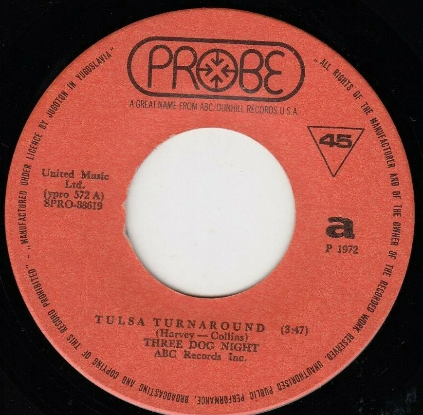 THREE DOG NIGHT TULSA TURNAROUND / GOING IN CIRCLES 1972 RECORD YUGOSLAVIA 7" PS - Image 3 of 4