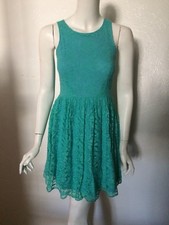 UP by Ultra Pink Dress Green Lace Sleeveless Full Lining Side Zip Women Size XS