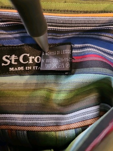 St. Croix Dress Shirt Men's LARGE Green Striped Made In Italy NWOT - Picture 7 of 7