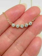 2Ct Lab Created Diamond Bar Women's Pendant Necklace 14K Yellow Gold Plated