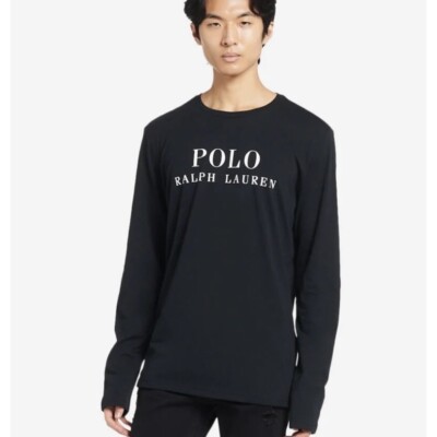 MENS RALPH LAUREN POLO L/S LOUNGE T-SHIRT BLACK SZ LRG for