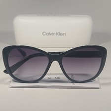 Calvin Klein Cat Eye Sunglasses CK19560S 001 Black Gloss Frame Gray Gradient Len