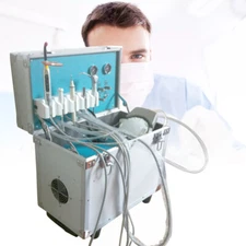 4 Holes Dental Mobile Delivery Unit Air Compressor Rolling Box Suction System
