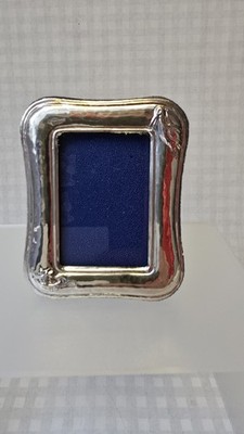 Mini 925er Silber Bilderrahmen Vintage blau Samt ca. 7x5 cm Foto 4,5x3