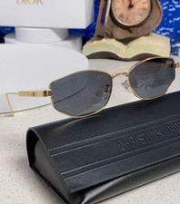 Dior 3029S Sunglasses 58  17  143 Gold Metal Geometric Frame Dark Grey Lens Women