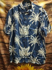 Margaritaville Tropical Palm Rayon Men's Short Sleeve Button Up Shirt Size Large