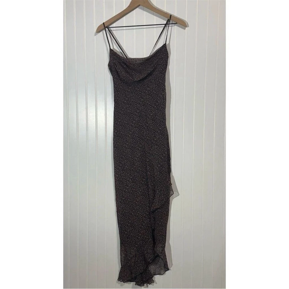 Винтажный Rampage 13 L капот шеи скольжения платье микро цветочный оборки Y2K 90-х гранж Midi - Изображение 4 из 4