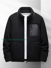 NEW Winter Warm Jacket Men Stand Collar Zip Thicken Fleece Thermal Coat
