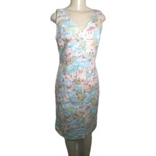 Talbots Petite Sheath Sleeveless Dress Coastal Stretch Beach Vacation Size 10