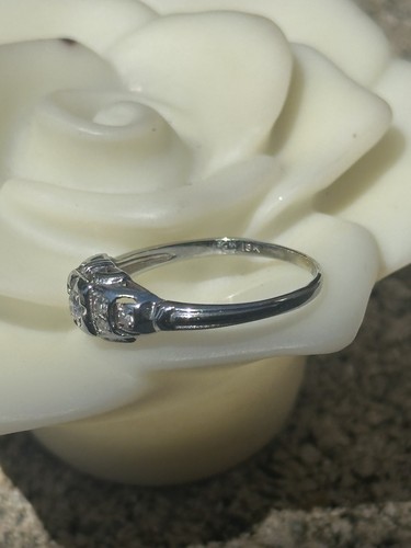 Anello di fidanzamento antico oro bianco 18 kt diamanti art deco vintage misura 7 - Foto 10 di 11