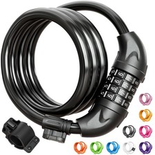 Titanker Bike Lock, Bicycle Lock 4 Feet Cable Lock 1/2 Inch Resettable Bike L...