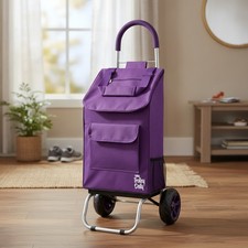 Trolley Dolly Purple Foldable Shopping cart for Groceries with Wheels and Rem...