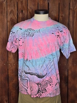 Vintage AOP Colorful Deep Sea Coral Reef Single Stitch Shirt OSFA (XL)