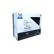 Mainstays Plastic Notched Clothing Hangers, 50 Pack, Black