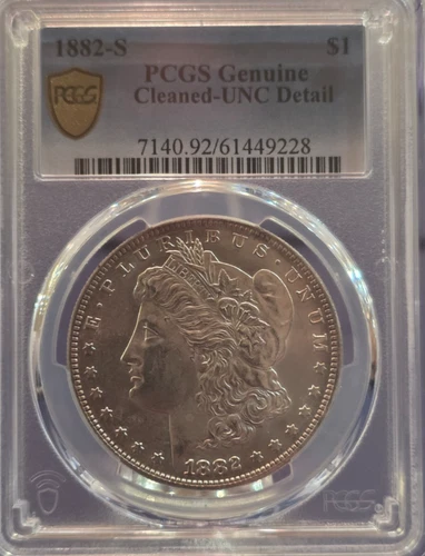 1882-S Morgan Silver Dollar Attractive Authentic PCGS Graded 01/26 UNC Detail
