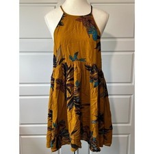 entro Floral Print Brown Halter Dress Sleeveless Floral Summer Dress Small
