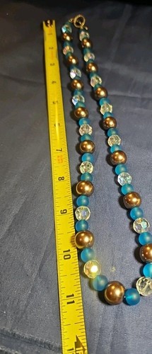 Costume Jewelry necklace and bracelet set Beaded Costume Shades Of Blue - Picture 5 of 5