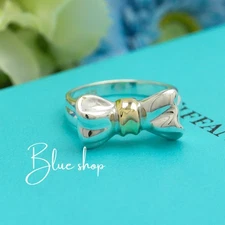 Tiffany & Co. Ribbon Bow Ring Size 5.25 - 5.5 Silver 925 & 18K Gold