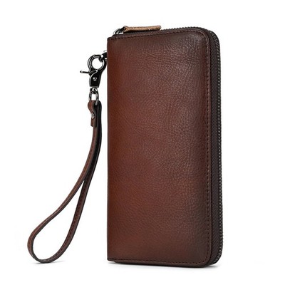 Genuine Leather Wallet Long Wallet with Zipper Large Capacity Purse Clutch Ba...