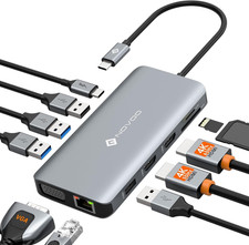 USB C Docking Station Dual HDMI Adapter, 11 in 1 Multi Display Docking Station D