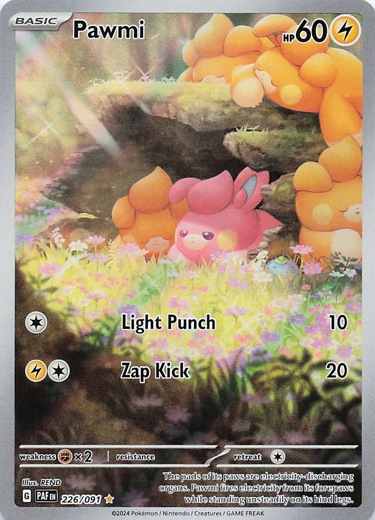 Pawmi 226/091 Illustration Rare Paldean Fates Pokemon Holo Near Mint