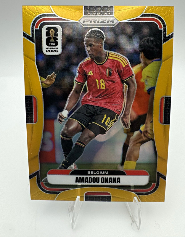 2026 Panini Prizm FIFA World Cup Amadou Onana Gold Prizm #163 /10 Belgium SSP