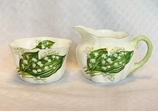 Shelley Lily Of The Valley Bone China Small Creamer and Sugar Set England