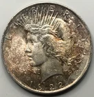1922 Peace Dollar Uncirculated Rainbow Toning Gem