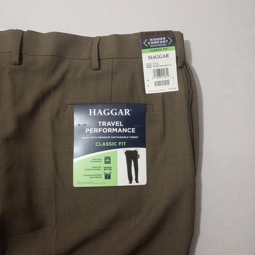 Pantalone Haggar Uomo 42L X 30W NUOVO CON ETICHETTE Travel Performance Vestibilità Classica - Foto 2 di 7