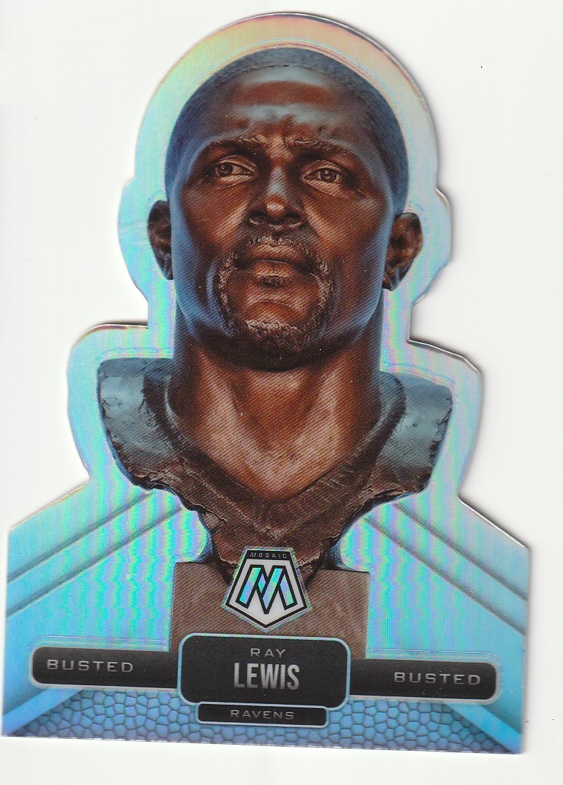2021 Panini Mosaic Ray Lewis Busted Silver Prizm Case Hit card #BU-1