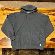 Vintage Y2K Russell Athletic Blank Dark Gray Pullover Hoodie - Men's Size Large