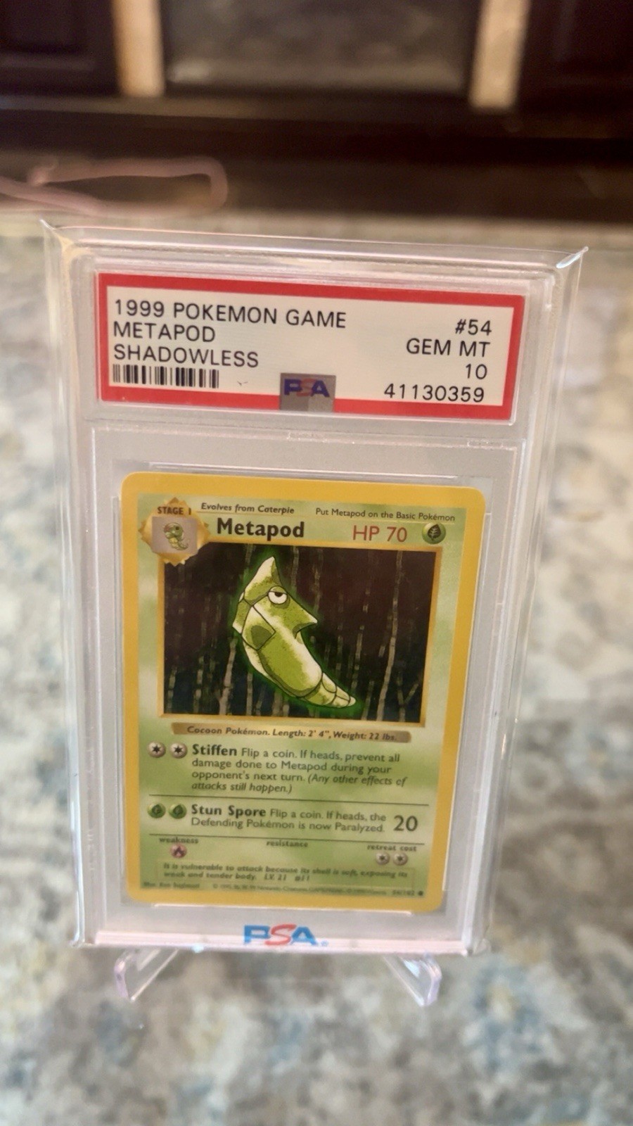 1999 Pokemon Game Base METAPOD SHADOWLESS #54 PSA 10 Gem Mint RARE